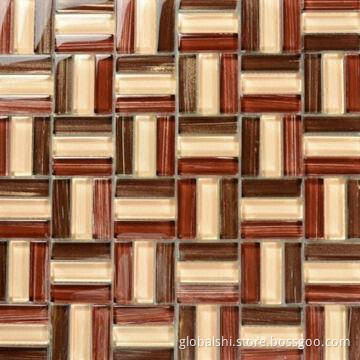 Red Crystal Glass Mosaics Tile, Mixed Colors, 300 x 300mm, 23 x 48mm Unit Size